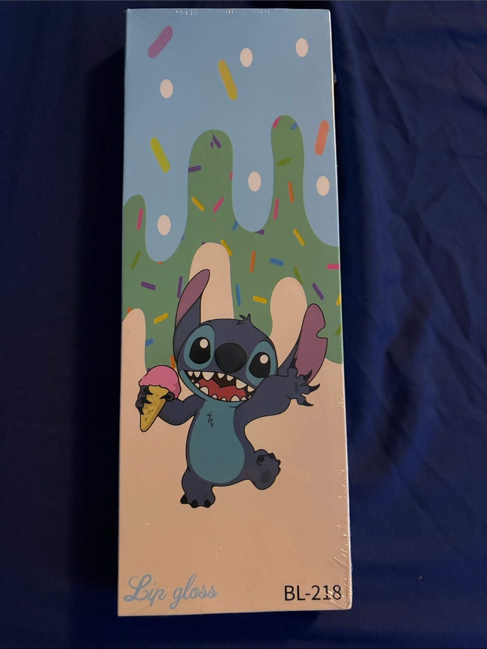 Stitch Blue Cartoon Lip Gloss set in Box